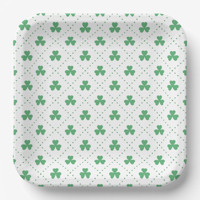 Clover Leaves Pattern St. Patrick's Day-53224 Paper Plates (Front)