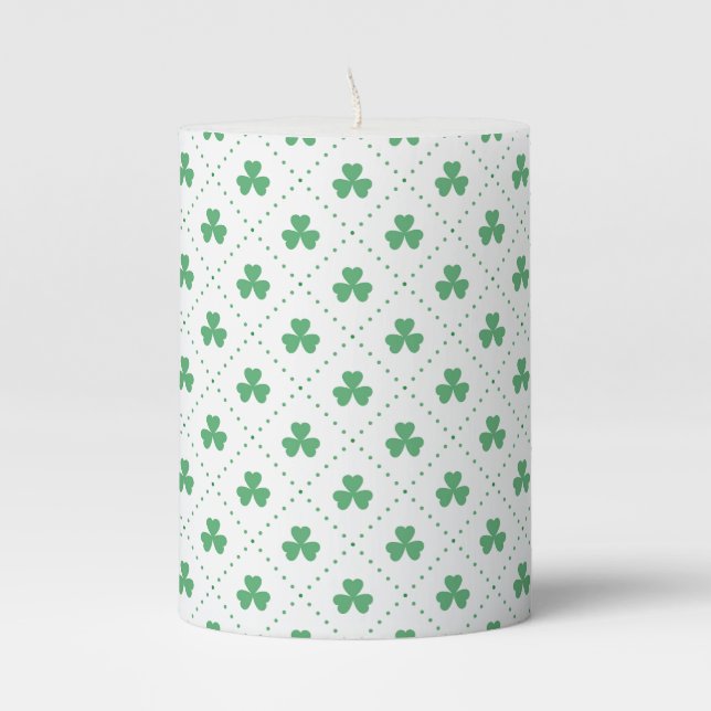 Clover Leaves Pattern St. Patrick's Day-53224 Pillar Candle (Front)