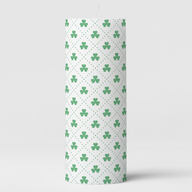 Clover Leaves Pattern St. Patrick's Day-53224 Pillar Candle (Front)
