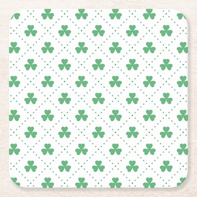 Clover Leaves Pattern St. Patrick's Day-53224 Square Paper Coaster (Front)