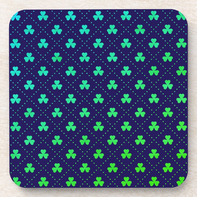Clover Leaves St. Patrick's Day Pattern-53223 Beverage Coaster (Front)