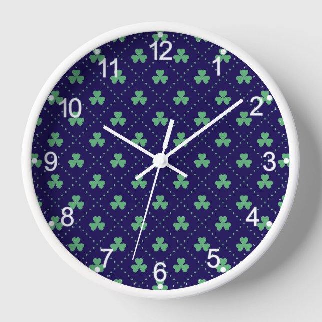 Clover Leaves St. Patrick's Day Pattern-53223 Clock (Front)