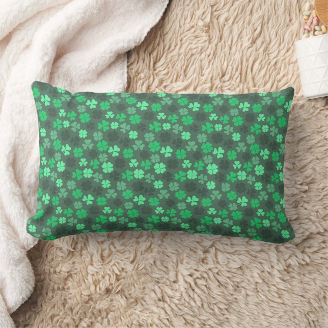 CLOVER LEAVES ST PATRICKS PATTERN LUMBAR PILLOW (Blanket)
