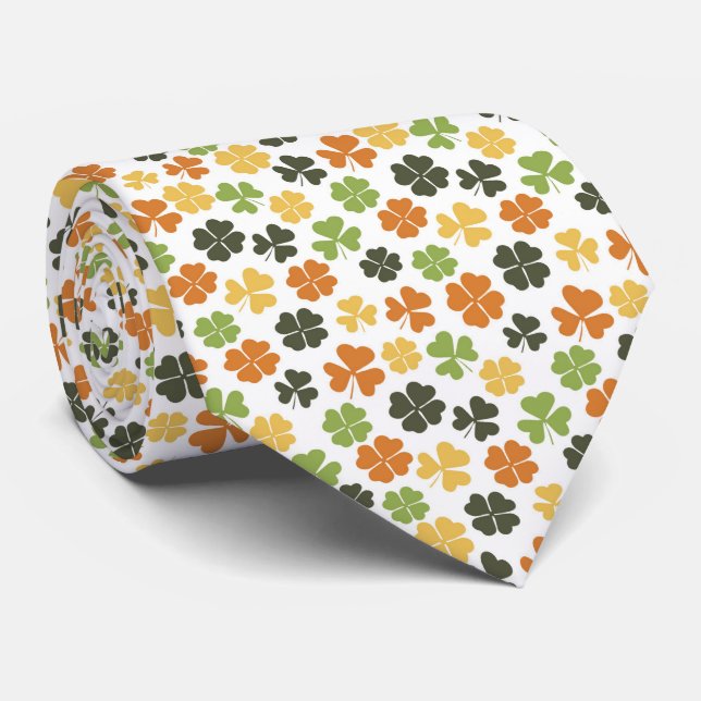 CLOVER LEAVES ST PATRICKS PATTERN NECK TIE (Rolled)