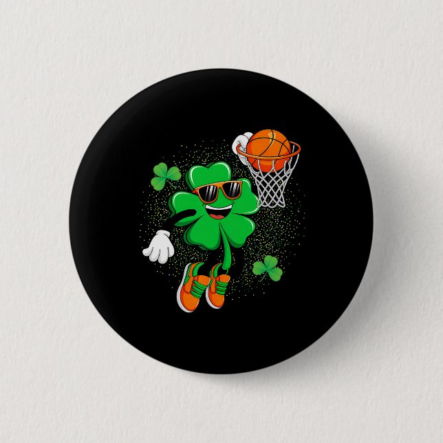 Clover Leprechaun Sketll Dunk St Patricks Day Men  Button (Front)