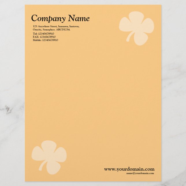 Clover - Light Orange Letterhead (Front)