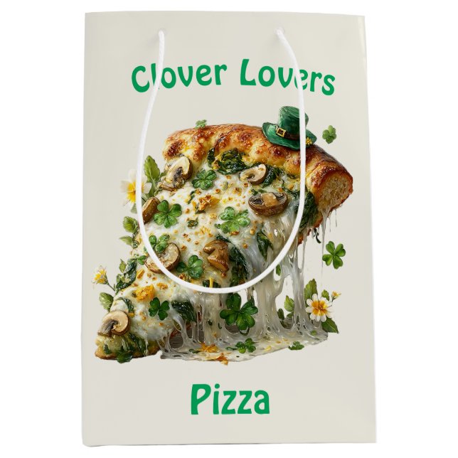 Clover Lovers Pizza St. Patrick’s Day Medium Gift Bag (Front)