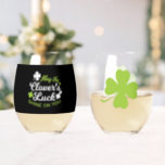Clover Luck Charm: May the Clover&#39;s Luck Shine Stemless Wine Glass