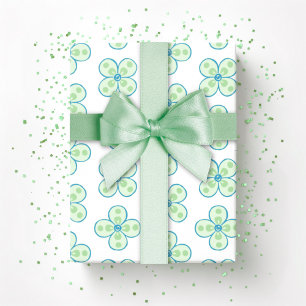 Clover Moroccan Quatrefoil in Green and Aqua Wrapping Paper