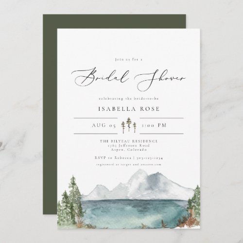 CLOVER_ Mountain Lake Boho Rustic Bridal Shower Invitation
