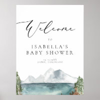 CLOVER Mountain Lake Pine Baby Shower Welcome Poster