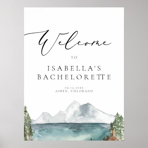 CLOVER Mountain Lake Pine Bachelorette Welcome Poster