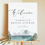 CLOVER Mountain Lake Pine Bridal Shower Welcome Foam Board<br><div class="desc">This bridal shower welcome sign features a watercolor mountain lake scene with pine trees and an elegant script font. Easily change *most* wording to match your event needs.</div>