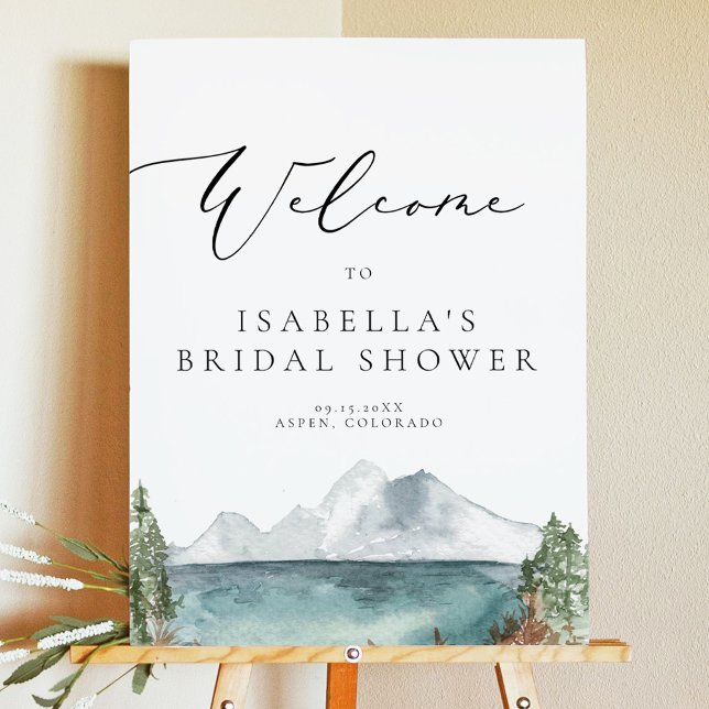 CLOVER Mountain Lake Pine Bridal Shower Welcome Foam Board (Creator Uploaded)