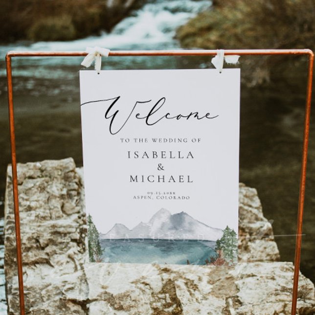 CLOVER Mountain Lake Pine Outdoor Wedding Welcome Foam Board (Creator Uploaded)