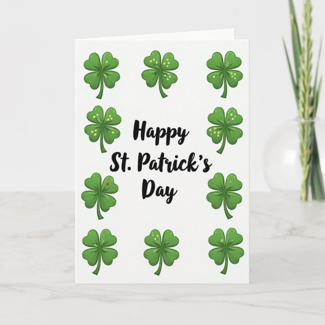 Clover Pattern Happy St Patricks Card (Front)
