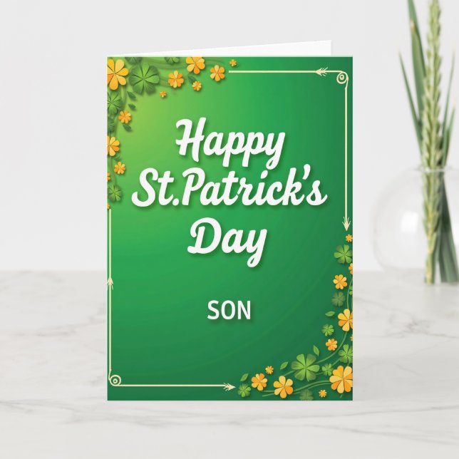 Clover Pattern Son St Patricks Card (Front)