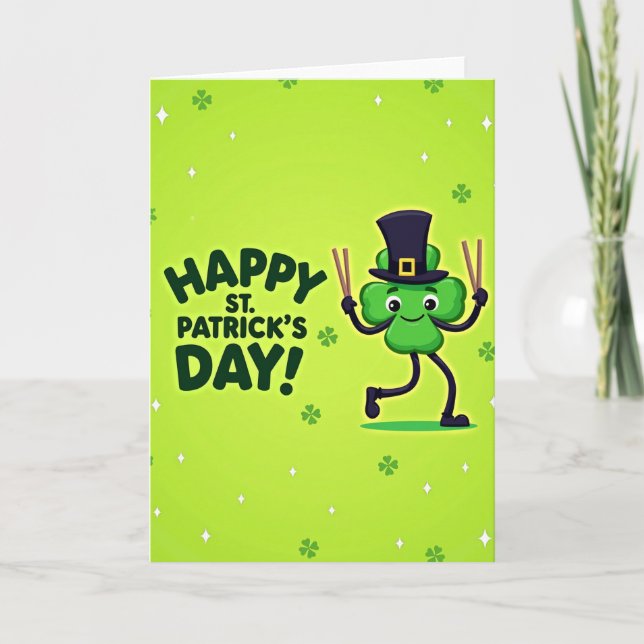 Clover Pattern St Patricks Day Card (Front)