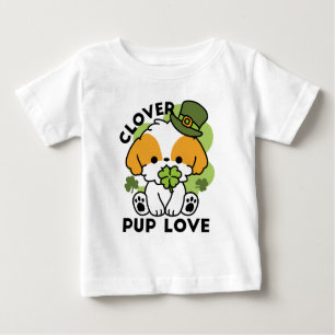 Clover Pup Love – St. Patrick's Day Dog Design Baby T-Shirt