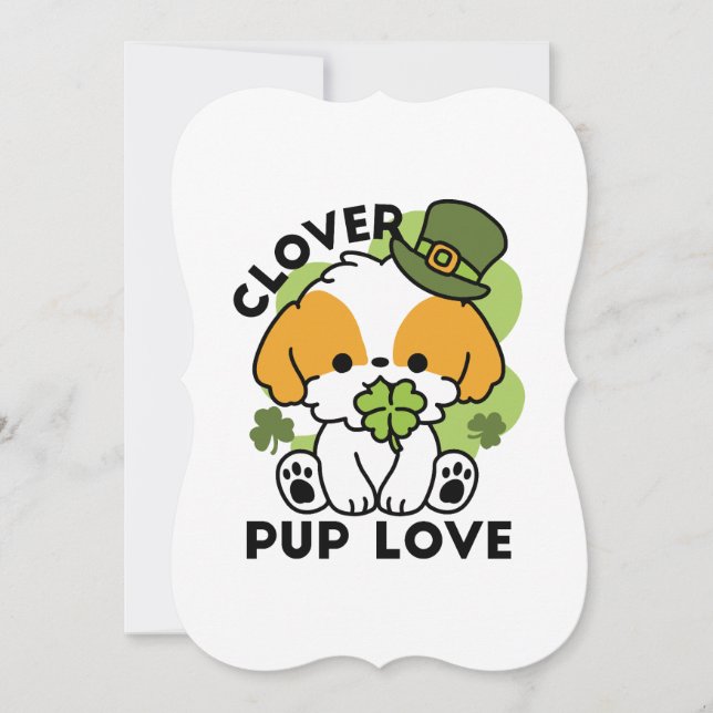 Clover Pup Love – St. Patrick's Day Dog Design Invitation (Front)