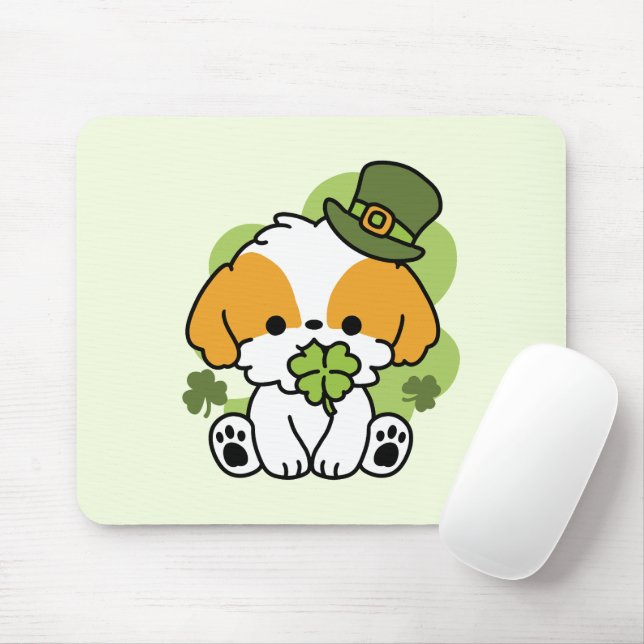Clover Pup Love – St. Patrick's Day Dog Design Mouse Pad (With Mouse)
