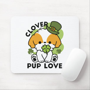 Clover Pup Love – St. Patrick's Day Dog Design Mouse Pad