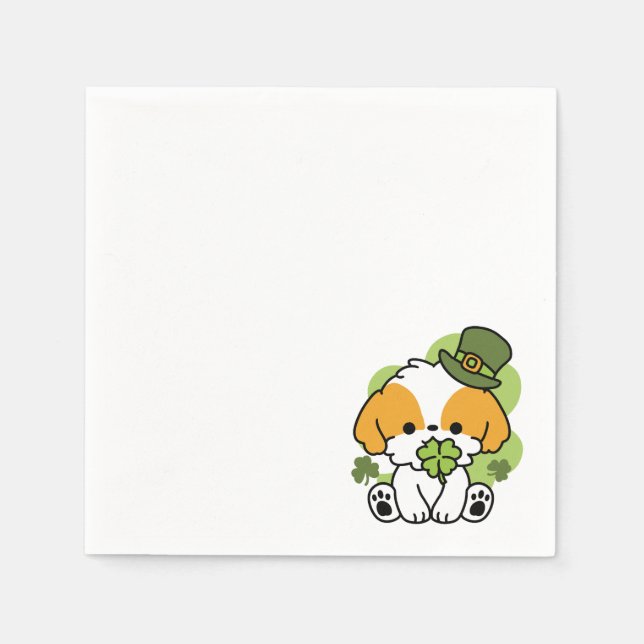 Clover Pup Love – St. Patrick's Day Dog Design Napkins (Front)