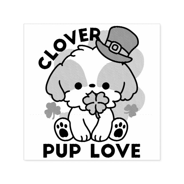 Clover Pup Love – St. Patrick's Day Dog Design Self-inking Stamp (Design)