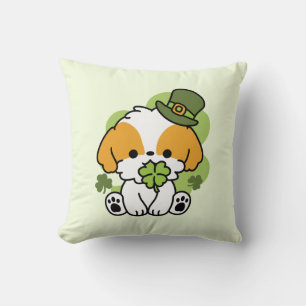 Clover Pup Love – St. Patrick's Day Dog Design Throw Pillow