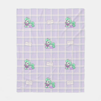 Clover Reading Unicorn and Books Cozy Pattern Fleece Blanket