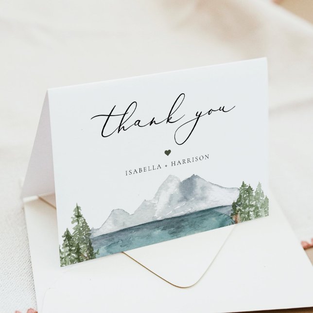CLOVER Rustic Boho Mountain Pine Camp Letterpress Thank You Card (Creator Uploaded)
