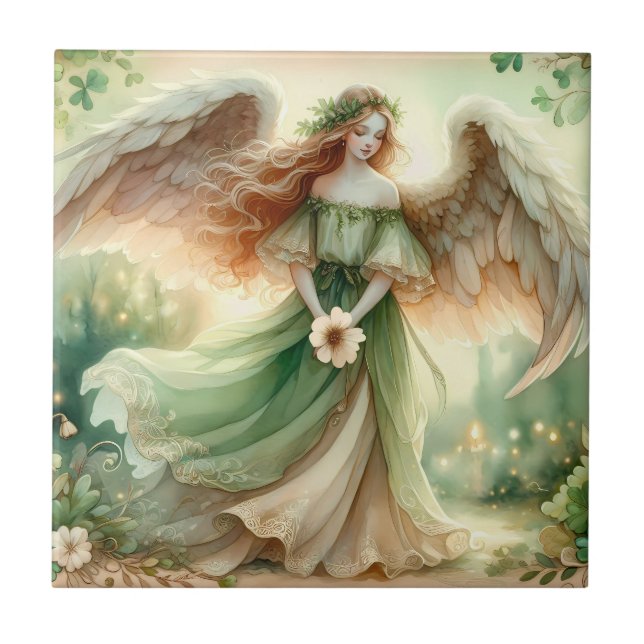 Clover Serenity Angel Ceramic Tile (Front)