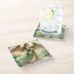 Clover Serenity Angel Glass Coaster