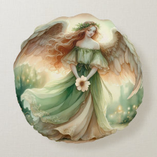 Clover Serenity Angel Round Pillow