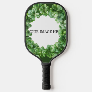 Clover Shamrock Circle Personalized Image Logo Pickleball Paddle