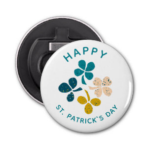 Clover Shamrock Drawing Happy St. Patrick`s day Bottle Opener