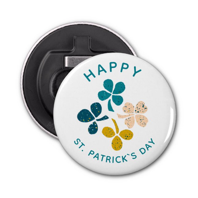 Clover Shamrock Drawing Happy St. Patrick`s day Bottle Opener (Front)