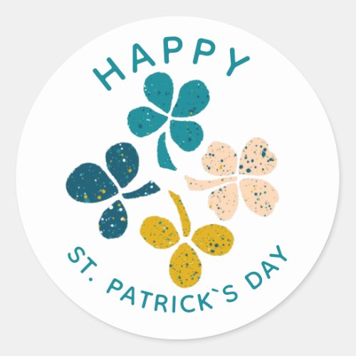 Clover Shamrock Drawing Happy St Patricks day  Classic Round Sticker