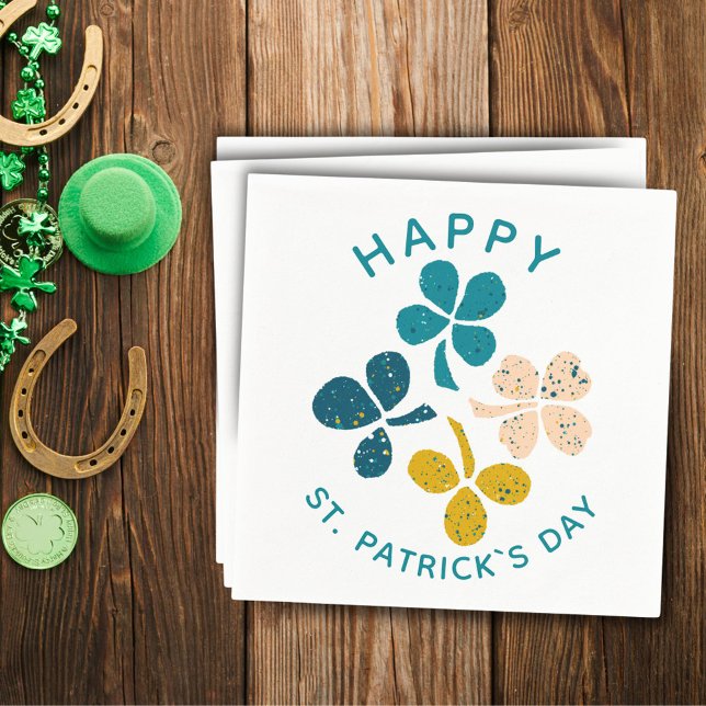 Clover Shamrock Drawing Happy St. Patrick`s day Napkins (Creator Uploaded)