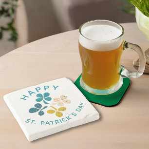 Clover Shamrock Drawing Happy St. Patrick`s day Stone Coaster