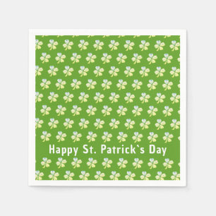 Clover Shamrock Green Pattern Patrick`s Day Party Napkins