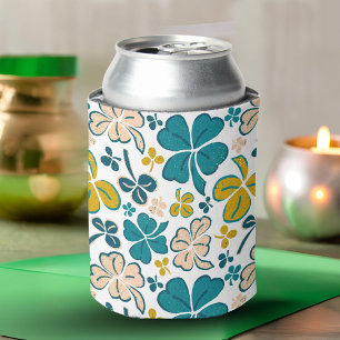 Clover Shamrock Green Pattern St. Patrick`s Day Can Cooler