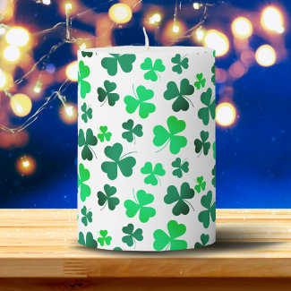 Clover Shamrock Green White Retro Elegant Vintage