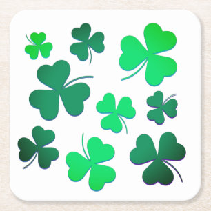 Clover Shamrock Irish Green Spring St Patrick Day Square Paper Coaster