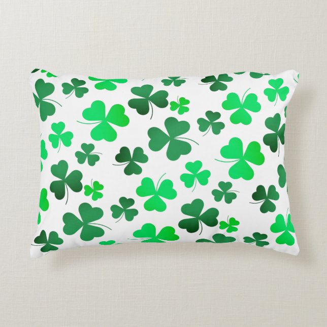 Clover Shamrock Irish Green Spring St Patricks Day Accent Pillow (Front)