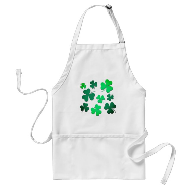 Clover Shamrock Irish Green Spring St Patricks Day Adult Apron (Front)