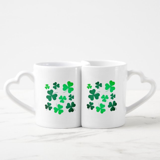 Clover Shamrock Irish Green Spring St Patricks Day Coffee Mug Set (Front Nesting)