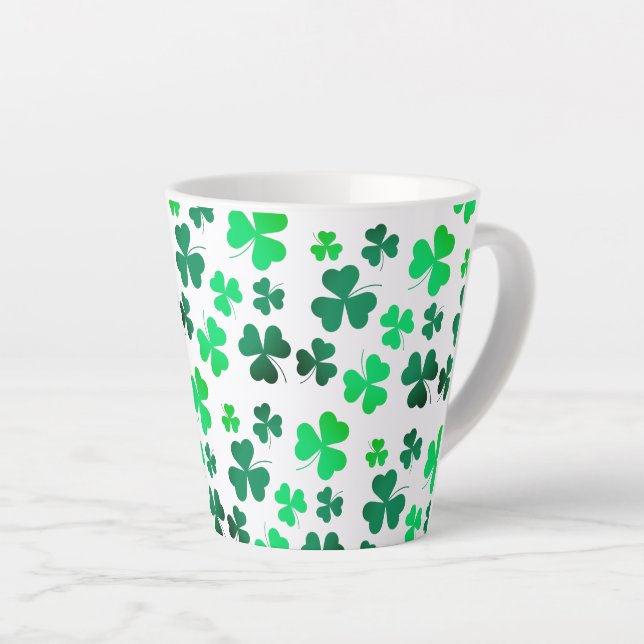 Clover Shamrock Irish Green Spring St Patricks Day Latte Mug (Right Angle)