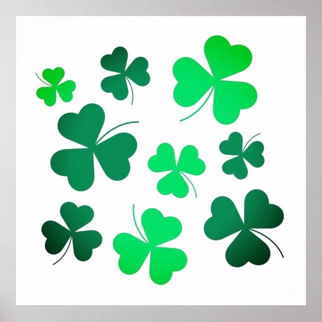 Clover Shamrock Irish Green Spring St Patricks Day Poster (Front)