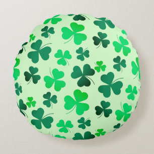 Clover Shamrock Irish Green Spring St Patricks Day Round Pillow